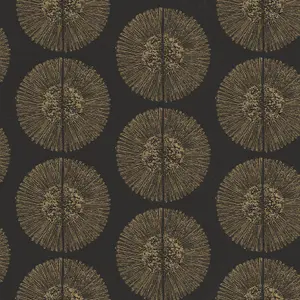 Galerie Bazaar Black Metallic Gold Soleil Smooth Wallpaper