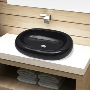 Belfry Bathroom 250mm L Ceramic Oval Countertop Basin Sink Black