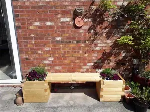 Suffolk Double Planter Bench - Wood - L180 x W40 x H40 cm