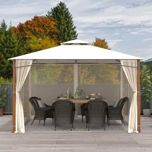 Costway 360 x 300cm Outdoor Gazebo w/ Netting Patio Metal Frame Sunshade Shelter