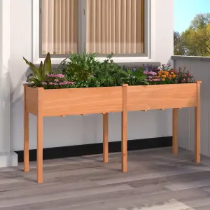 Berkfield Planter with Liner Brown 161x45x76 cm Solid Wood Fir