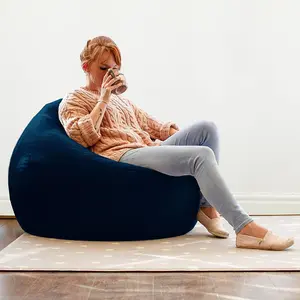 rucomfy Velvet Slouchbag Beanbag - Peacock Blue