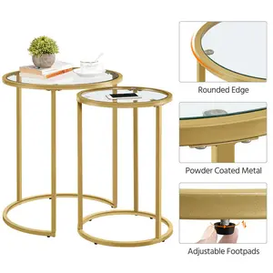 2 Piece Nest of Tables Gold