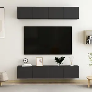 Berkfield TV Cabinets 4 pcs Black 80x30x30 cm Engineered Wood