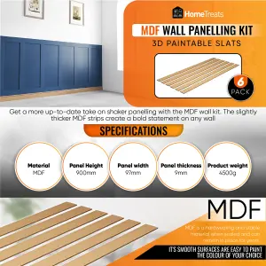 Wall Panelling Kit Shaker Style 3D Wall Panel Paintable MDF Wood