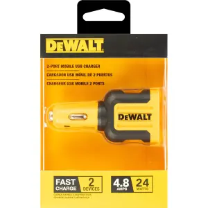 Dewalt 2-Port 4.8 Amp Car Van Charger Intelligent Fast Charging X2 USB Charger