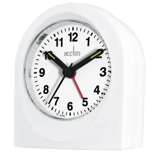 Analogue Quartz Movement / Crystal Alarm Tabletop Clock in White White