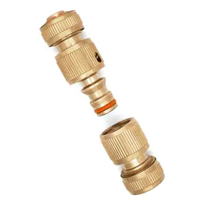 Hose Fitting Repair Set 2 x Brass Garden Water Hose 1/2" Quick End Connector & 1 x Brass Double Male Hose Connector