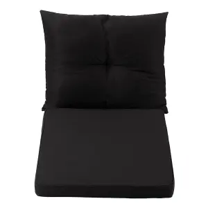 Outdoor Black 2Pcs Garden Sofa Cushion Backrest Set