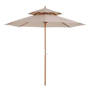 Outsunny Garden Wood Patio Parasol Sun Shade Outdoor Umbrella Canopy Beige