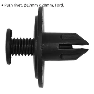 20 PACK Black Push Rivet Trim Clip - 17mm x 20mm - Suitable for Ford Vehicles