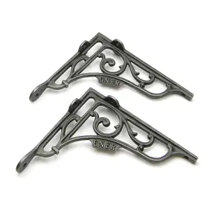 Oakcrafts - Pair of Antique Cast Iron 'GNER' Railway Victorian Style Shelf Brackets - 195mm x 180mm