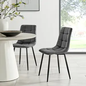 Zurich Grey Velvet Embossed Dining Chair for Modern Elegance