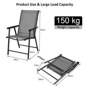 Costway Set of 2 Folding Chairs Outdoor Dining Garden Chairs Armchair with Armrests