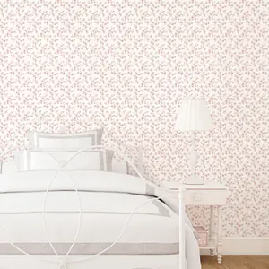 Galerie Secret Garden Off White/Pink Delicate Flower Trail Wallpaper Roll