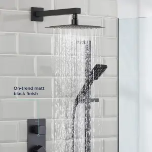 Bristan Noctis Matt Black Recessed Thermostatic Mixer Multi head shower