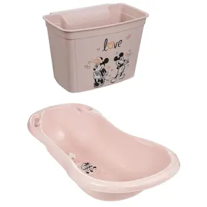 Keeeper Minnie & Mickey Mouse Baby Bath Tub 84cm with Plug & Hanging Organizer Box 4L