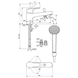 Ideal Standard Cerabase single lever bath shower mixer tap, BD056AA, chrome