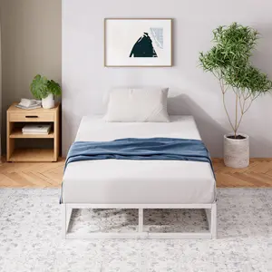 Dekker Minimal Metal Bed - 25 cm High White / European Single (90 x 200cm)