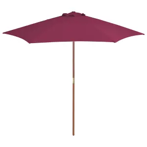 Berkfield Outdoor Parasol with Wooden Pole 270 cm Bordeaux Red