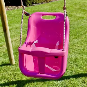 Rebo Wooden Garden Swing Set with Baby Seat - Pluto Pink