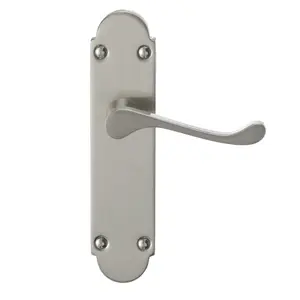 Colours Beja Satin Nickel effect Steel Scroll Latch Door handle (L)96mm, Pack of 3