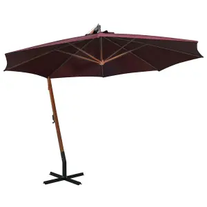 Berkfield Hanging Parasol with Pole Bordeaux Red 3.5x2.9 m Solid Fir Wood