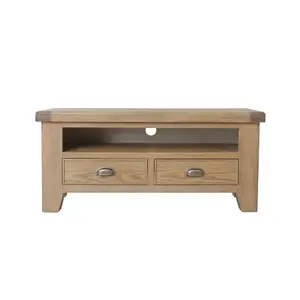 Home Source Holcombe Oak 2 Drawer TV Stand Cabinet