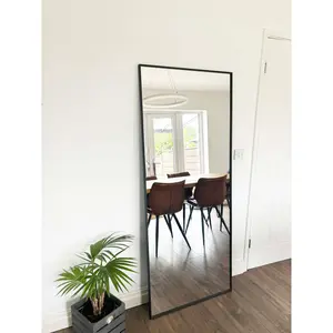 Metal Wall  & Leaner  Mirror in Black 165cm H x 56cm W