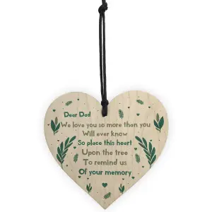 Dear Dad Memorial Gift To Hang On The Christmas Tree Wooden Heart Dad Memorial Plaque