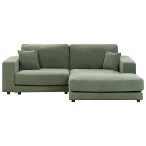 Corner Sofa LOFOTEN Green Fabric 3 Seater Left Hand