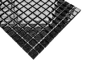 Glass mosaic on mesh for bathroom or kitchen 300mm x 300mm - Black Galaxy