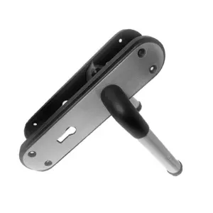 Marina Door Handle Two Tone Lock Lever - Matt Black and Satin by Betley Butterfly