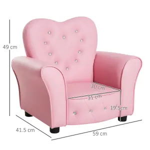 HOMCOM Kids Mini Sofa Children Armchair Seating Chair Girl Princess Sponge PVC