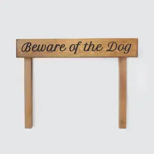 Peak Heritage Engraved Wooden Sign 60cm With Posts - Beware Of The Dog