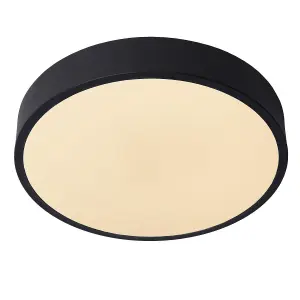 Lucide Unar Modern Flush Ceiling Light 30cm - LED Dim. - 1x18W 2700K - 3 StepDim - Black