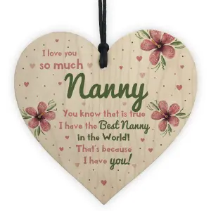 Special Gift For Nanny Wood Heart Nan Birthday Gift Grandparent Plaque Love Sign Keepsake