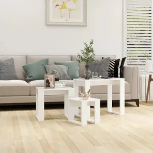 Gobao Nesting Tables 3 pcs Engineered Wood (Set of 3) White / White