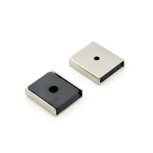 Stainless Steel Ferrite Channel Magnet DIY, Craft, and Hobbies - 26 x 23 x 6.3mm thick x 3mm hole - 6.1kg Pull