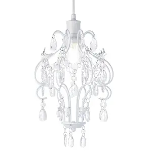 Matt White Shabby Chic Chandelier Style Pendant Ceiling Lamp Shade with Acrylic