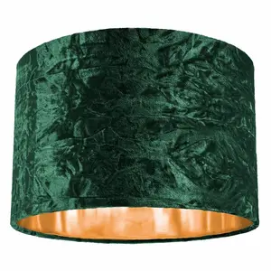 Modern Crushed Velvet Lamp Shade with Shiny Paper Inner Green / 20cm H x 30cm W x 30cm D