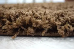 Brown Thick Shaggy Circle Rug - California - 120cm