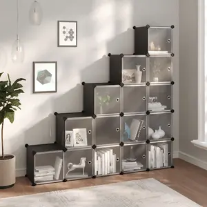 Berkfield Storage Cube Organiser with 15 Cubes and Doors Black PP