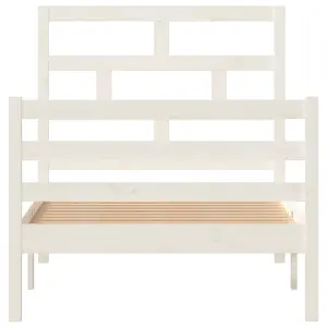 Berkfield Bed Frame White Solid Wood Pine 90x200 cm