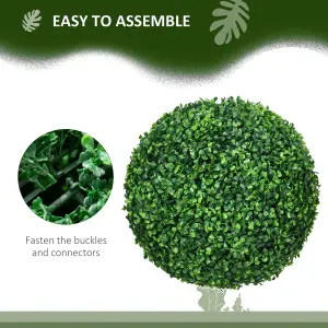 HOMCOM Set of 2 Artificial Topiary Balls Indoor Outdoor Faux Boxwood Balls