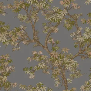 Paul Moneypenny Acer Tree Leaves Textured Charcoal Wallpaper for Grandeco