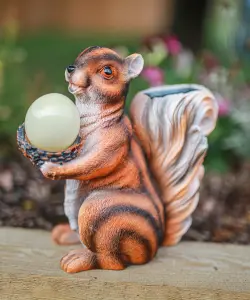 Solar Red Squirrel with Acorn Ornament