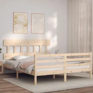 Berkfield Bed Frame with Headboard King Size Solid Wood