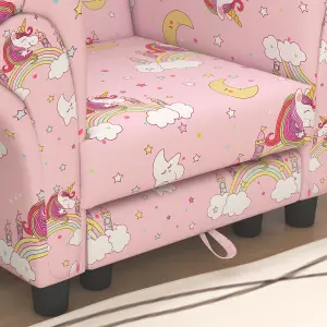 AIYAPLAY 2 Piece Kids Sofa Set with Unicorn Design, for Nursery, Pink