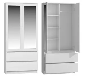 SS-90 Malwa Mirror Wardrobe White